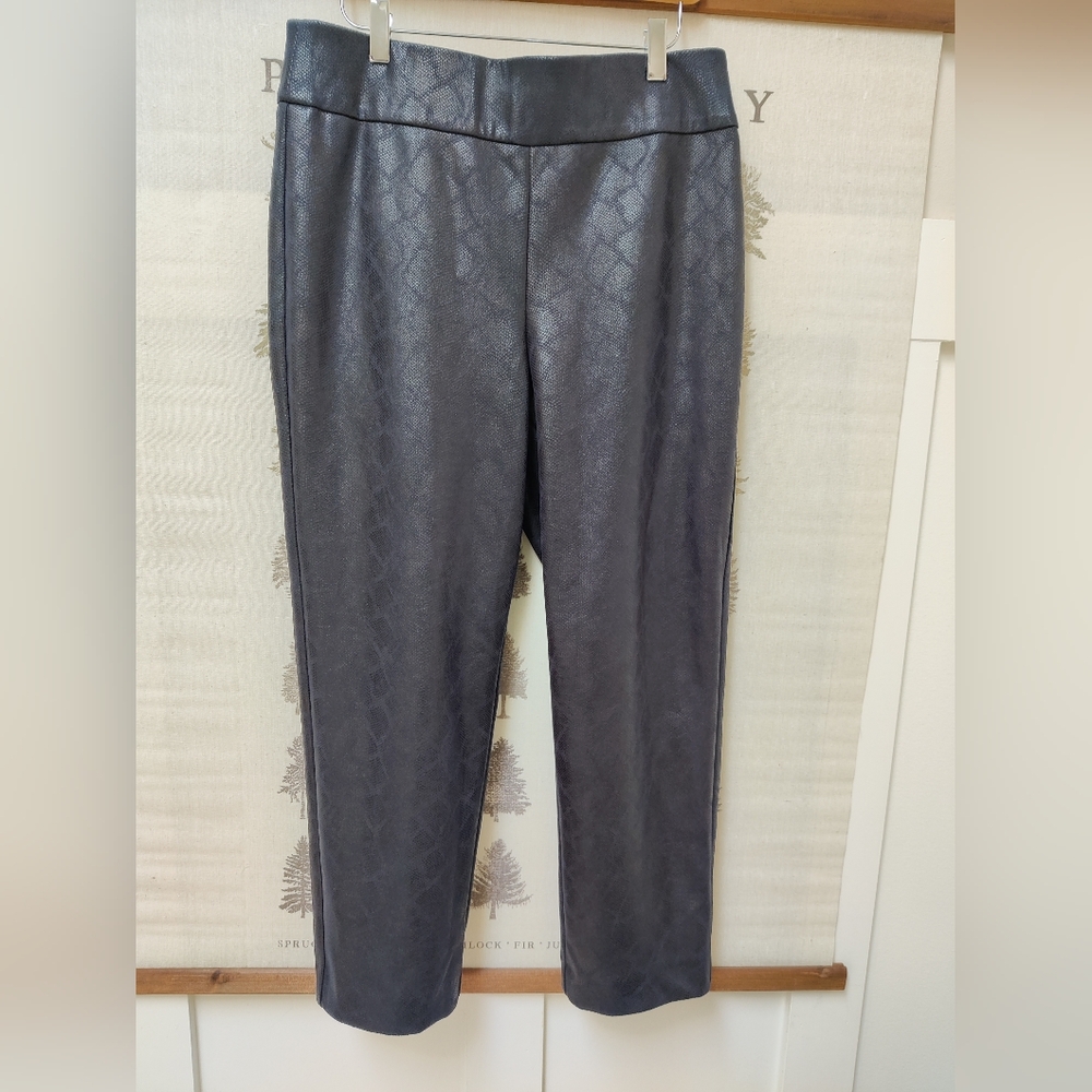 Laura Faux Leather Snake Print Stretch Pants - Size 12